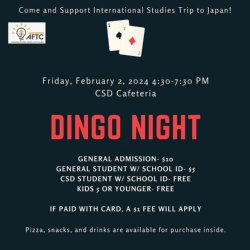Dingo Night general admission $10 students with ID $5 CSD students FREE